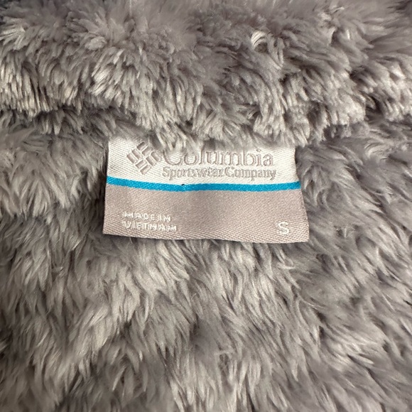 Columbia Textured Fleece Light Blue Gray Zip Front Jacket Size Small SUPER SOFT - Picture 4 of 9